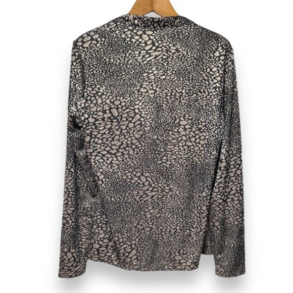Cache Metallic Animal Print Long Sleeve Top Cowl Neck Blouse Women's Size XL EUC - Picture 2 of 16